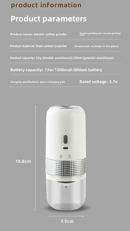 Electric Home Small Bean Grinder, Student Fully Automatic Italian Hand Brewed Coffee Machine, Grinder_voghion.com
