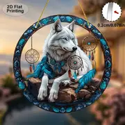Wolf-Traumfänger aus Acryl mit blauen Federn und Perlen. Perfekt für Schlafzimmer/Wohnzimmer/Außendekoration. Einzigartiges Geschenk für Schwestern/Freunde_voghion.com