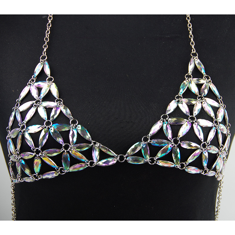 Collana in acrilico con diamanti alla moda multistrato petto sexy catena per il corpo_voghion.com