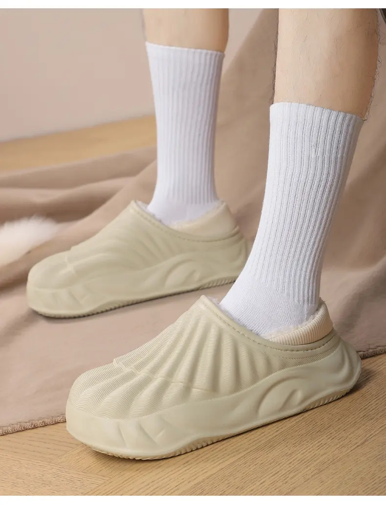 Couple Solid Color Waterproof Cotton Slippers Warm Fashion Casual Can Be Worn Outside Men And Women_voghion.com