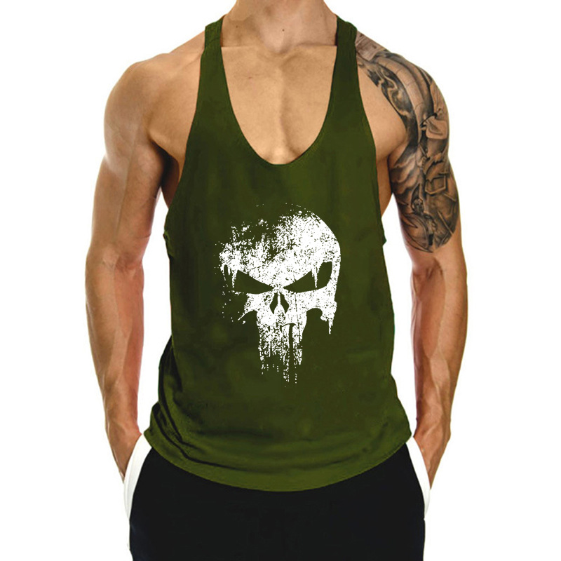 Training, Fitness, Freizeit, großes Racerback-Sport-Tanktop aus Baumwolle, ärmelloses T-Shirt für Herren_voghion.com