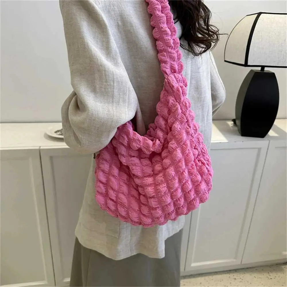 Umhängetasche mit Plissee-Design, Schulter- und Unterarmtasche, einfache Bettwäsche-Handtasche mit großem Fassungsvermögen, Y241025_voghion.com