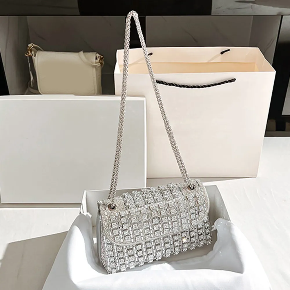 Bling Rhinestones Women's Evening Purses And Handbag Designer Shoulder Bag Shiny Crystal Clutch Purse_voghion.com