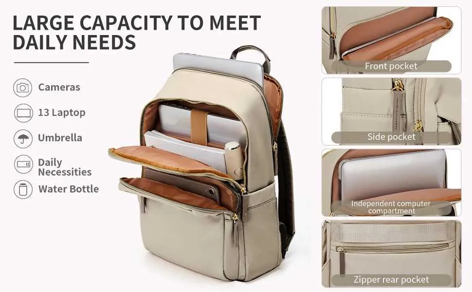 Likros for Women Fashion Travel Work Bag Business College Backpack with Laptop Compartment Anti Theft BackpackC241031_voghion.com
