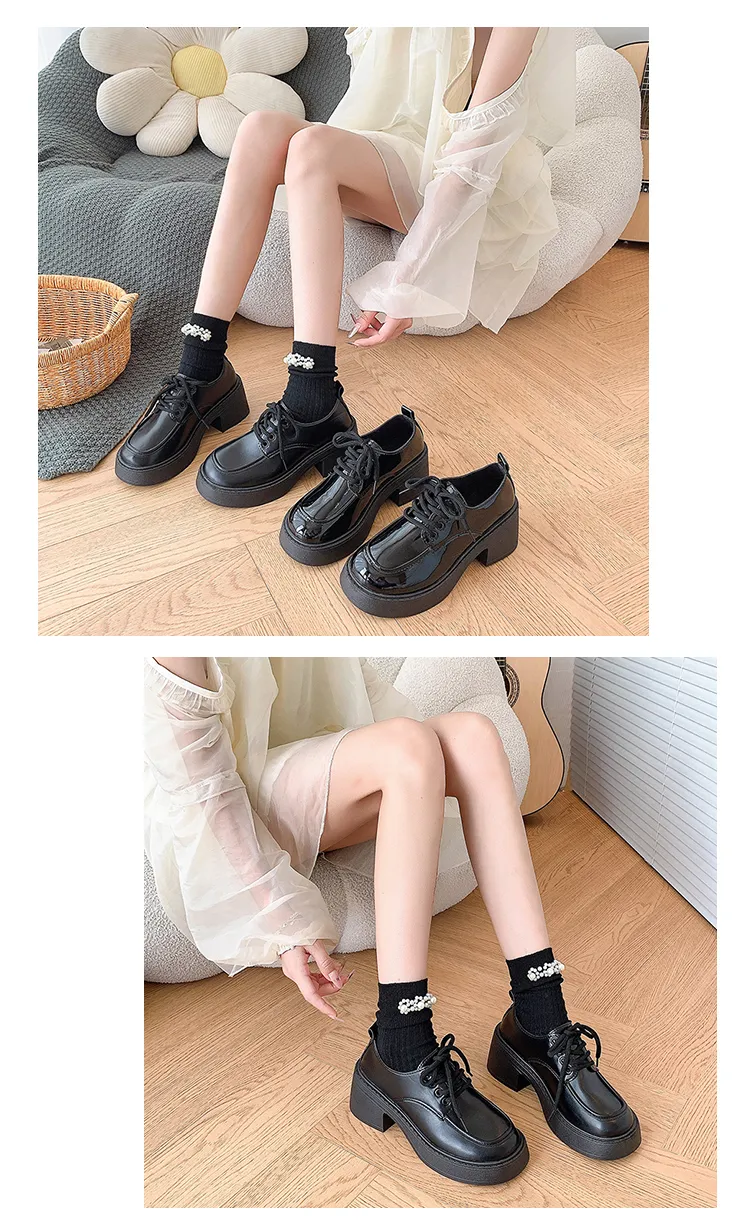 Spring 2024 New Black Platform Flats Women Loafers Slip On Boat Shoes Designer Casual Leather Oxfords_voghion.com