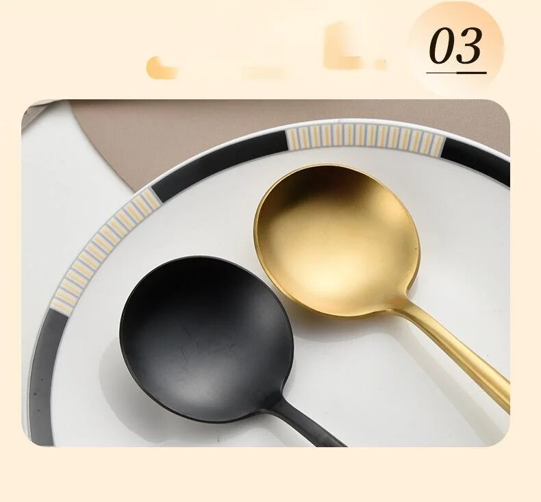 Portugal 304 stainless steel cutlery thickened Western style steak knife, fork, dessert spoon_voghion.com