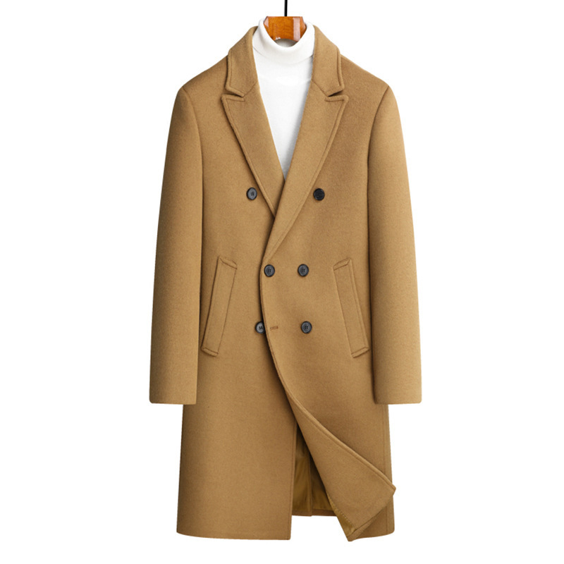 Vêtements pour hommes Automne et hiver nouveau manteau en laine de mouton manteau en laine à double boutonnage long pour hommes veste de manteau à col de costume décontracté