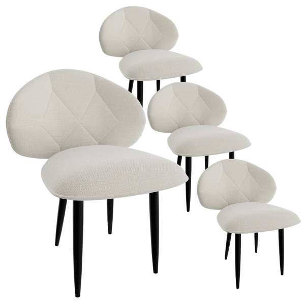 ​​Set mit 2/4/6/8 modernen Esszimmerstühlen – Breite Rückenlehne, weicher Stoffbezug und stabile Metallbeine für Küche und Esszimmer, Beige_voghion.com