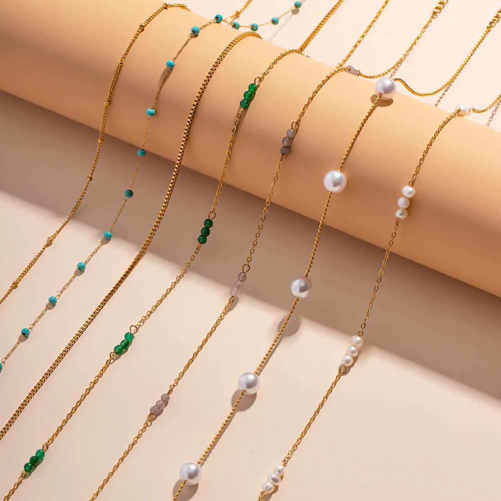 Goldene Perlenketten Halskette Für Damen Elegantes Schmuck Geschenk_voghion.com