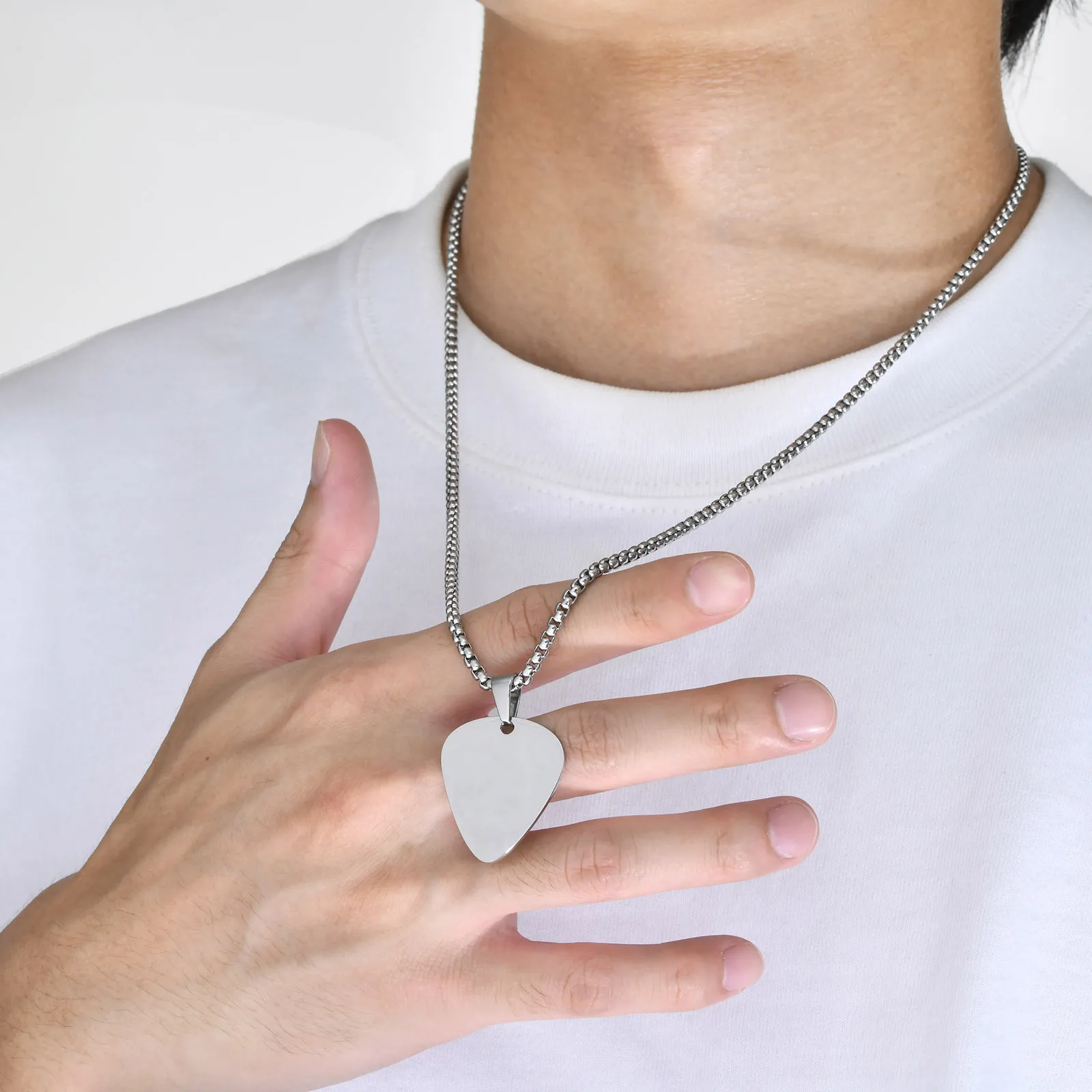Collane con ciondolo Chitarra Paddle Non sbiadisce Coppia Amore Collana in acciaio al titanio Semplice e alla moda Inossidabile Festa_voghion.com