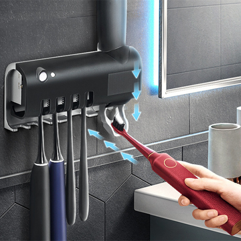 Automatische UV-Desinfektion im Badezimmer, Zahnbürstenhalter, Zahnpastaspender zur Wandmontage, UV-Desinfektion_voghion.com