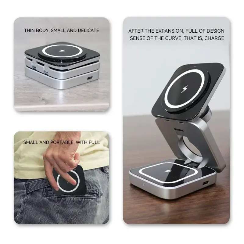 30W magnetische draadloze standaard voor iPhone 16, 15, 14, 13, 12 Pro Max, Samsung Watch 6, 5, Iwatch 8, 7, snellaadstation_voghion.com