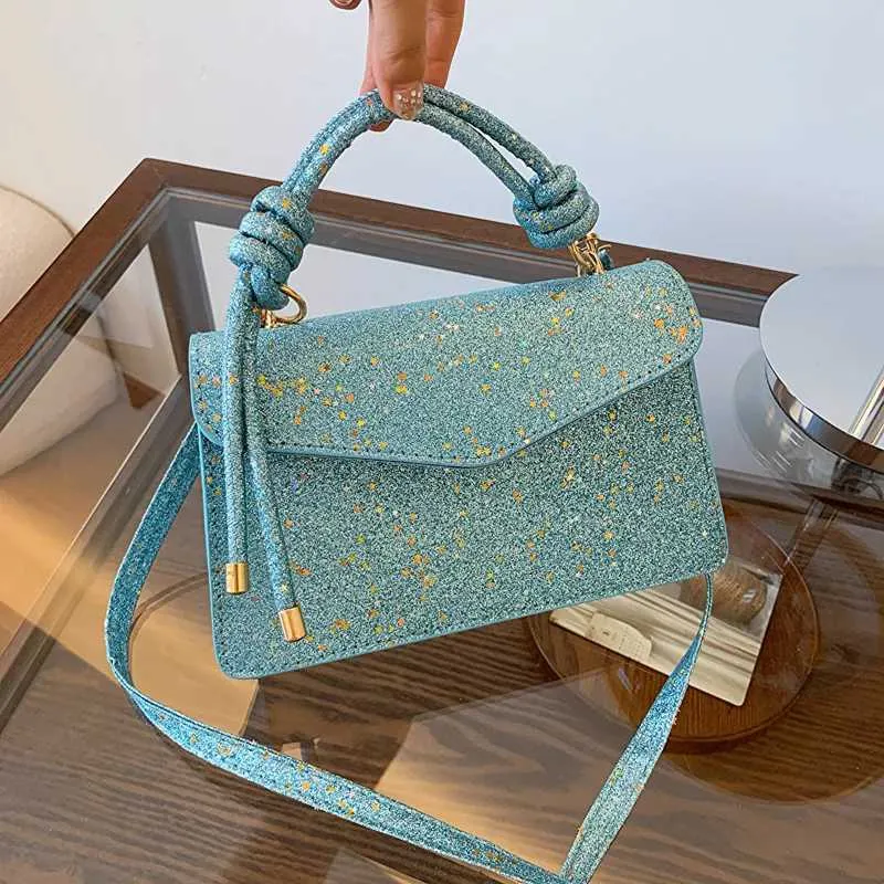 Glossy Women Handbags Solid Flap Sequins Stachels Crossbody Bag Female Summer Fashion Shiny Messenger Shoulder_voghion.com