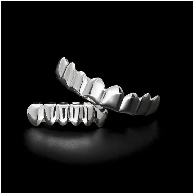 Grillz Dentalgrills Herren Goldzähne Set Mode Hip Hop Schmuck Hohe Qualität Acht 8 Top Zahn Sechs 6 Bottom Drop_voghion.com
