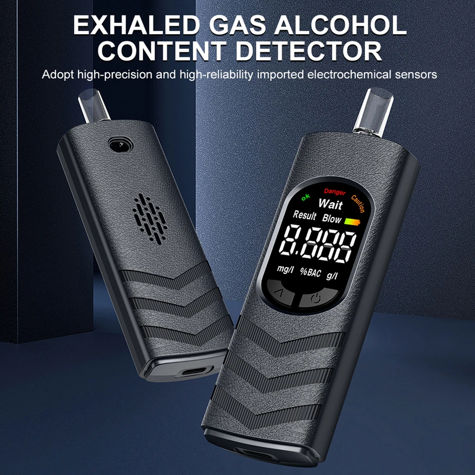 Portable Alcohol Breath Tester With Lcd Display And 5 Mouthpieces_voghion.com