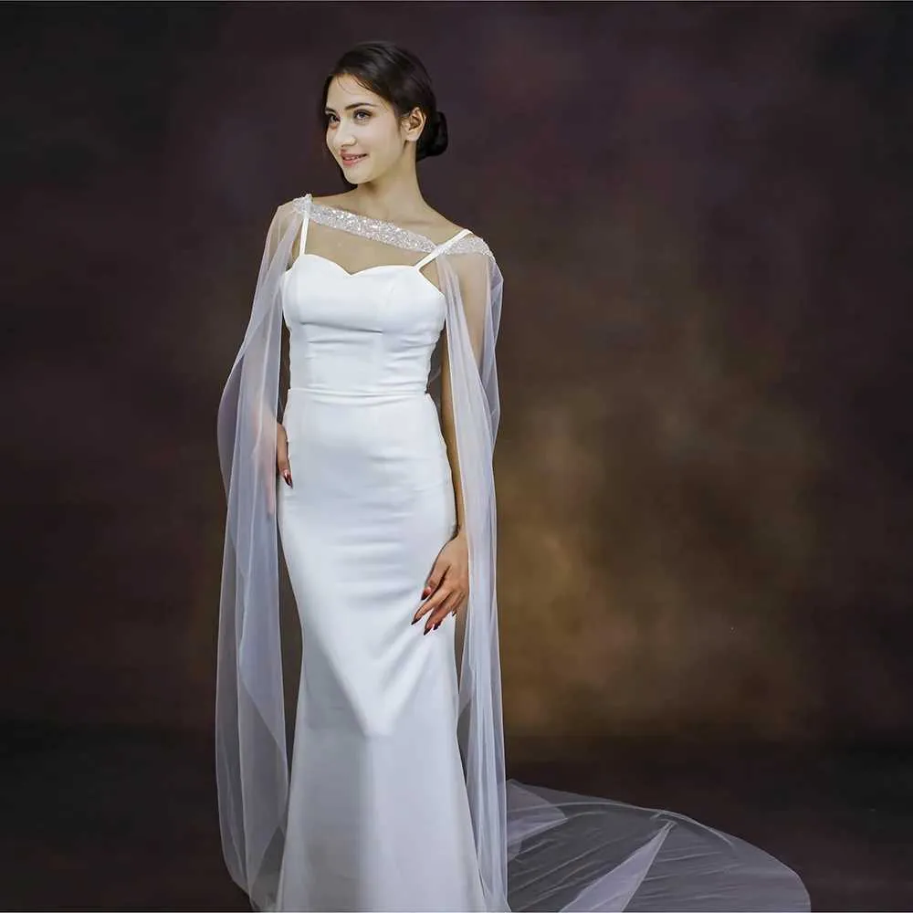 Haarsieraden Dames Lange Bolero Cape Sluier Bruidssjaals Jurk Zachte Tule Dekkingen Schouders Bruiloft Accessoires Voor Bruid_voghion.com