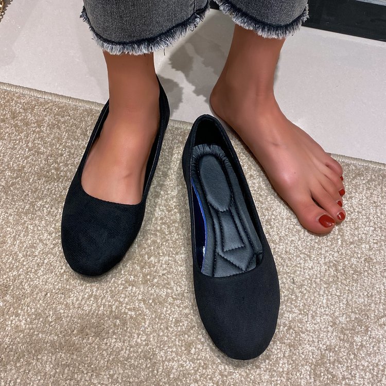 large Size Women's Shallow-mouth Shoes New Comfortable Flat-soled Suede Slip-on Women's Shoes In Stock_voghion.com