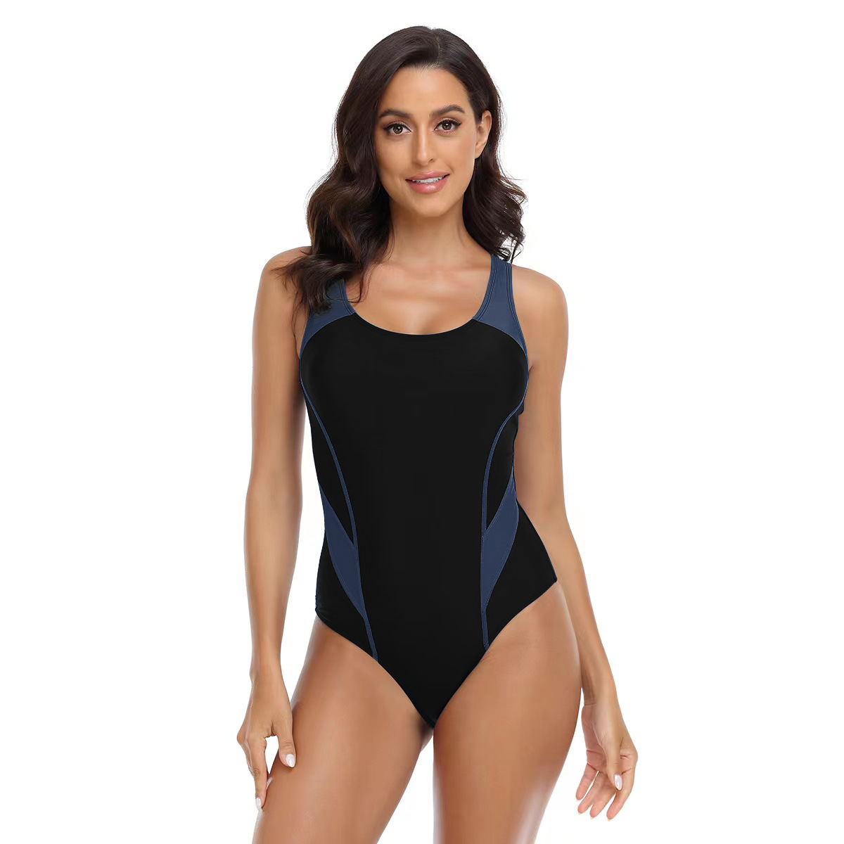 Women's Competition Fashion Sports Colorblock Triangle One-Piece Swimsuit Women_voghion.com