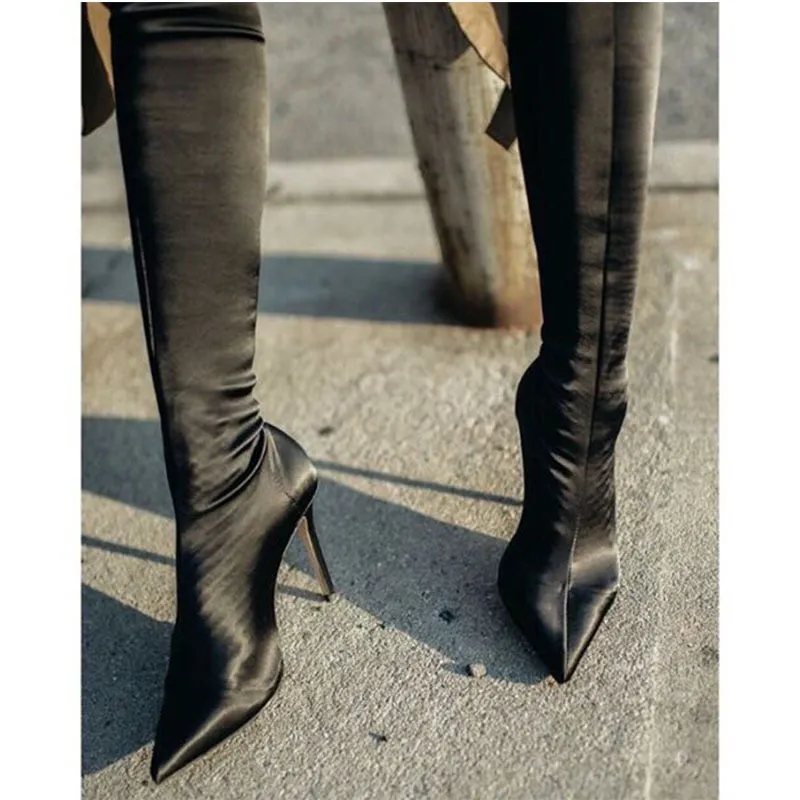 Eilyken 2024 Neue Oberschenkel Hoch Über Das Knie Elastische Stretch Frauen Sexy Dünne Heels Socke Stiefel Mujer_voghion.com