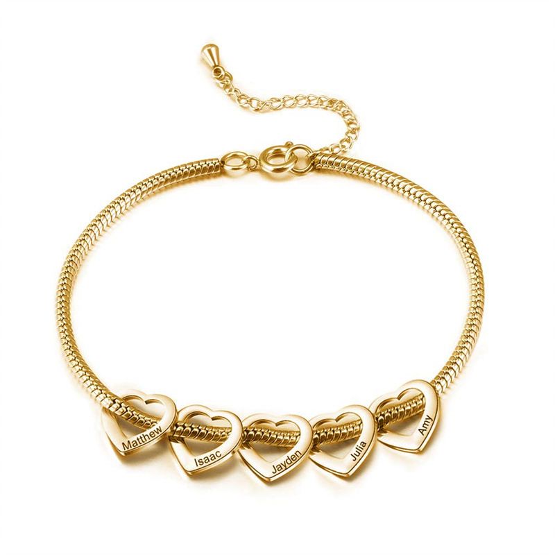 Personalisiertes verstellbares Armband aus Edelstahl in Herzform mit Liebe zum Selbermachen, Name, Fußkettchen, Damenschmuck_voghion.com