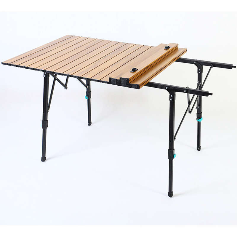 Outdoor Aluminium Legierung Klapp Liefert Picknick Tragbare Hebe Camping Holzmaserung Huhn Rollen Tisch_voghion.com