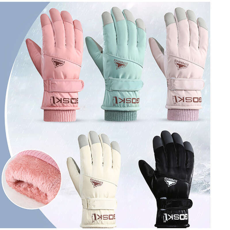 Guanti invernali da sci da donna spessi per ciclismo all'aperto, antivento, impermeabili, caldi e morbidi con touch screen, dritti_voghion.com