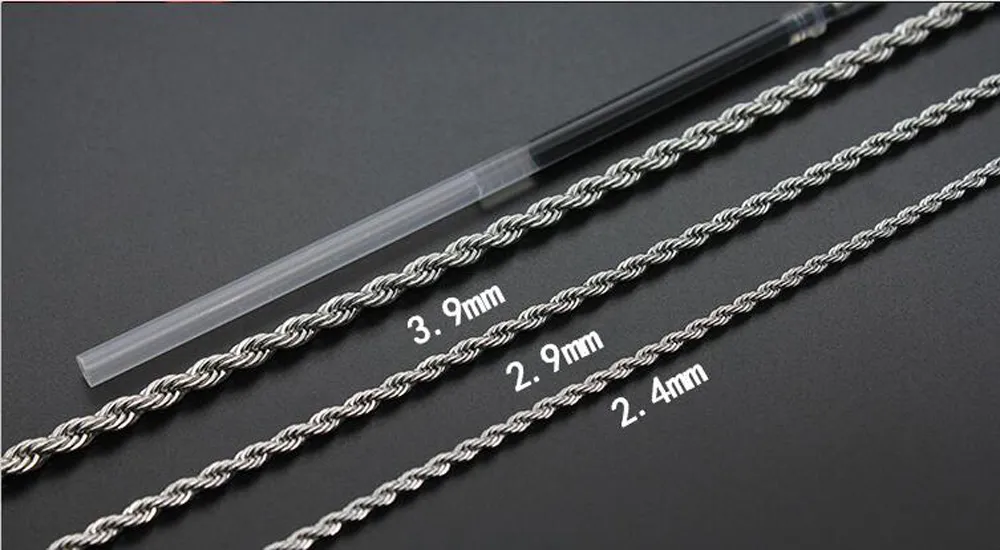 Rope Chain Necklace Titanium Twisted Stainless Steel Jewellery_voghion.com