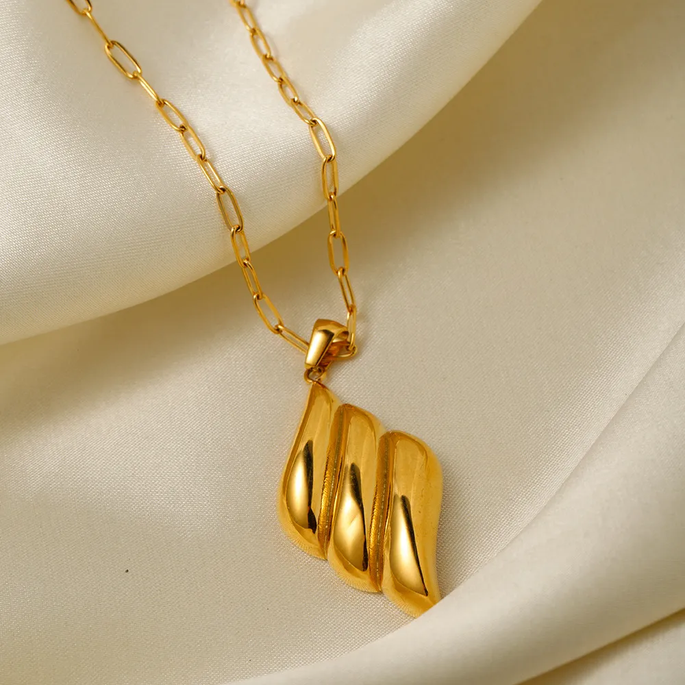 Colliers à pendentif en forme d'aile épaisse pour femmes, couleur or, acier inoxydable, bijoux minimalistes, étanches, vintage_voghion.com