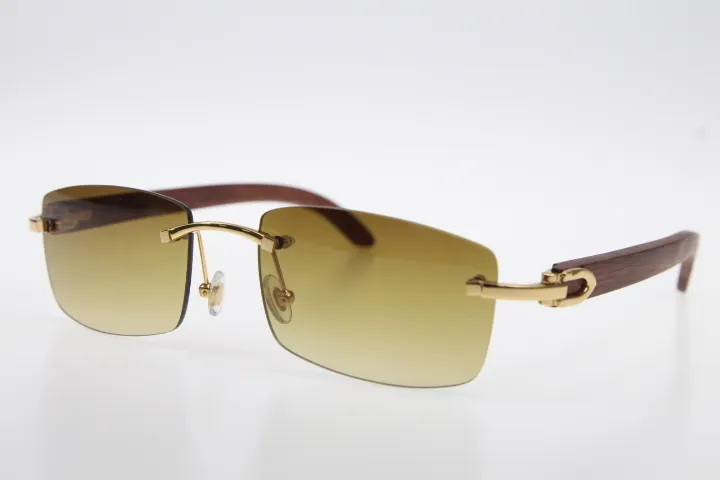 Rimless Wood Frame Men Sunglasses For Driving And Outdoors_voghion.com