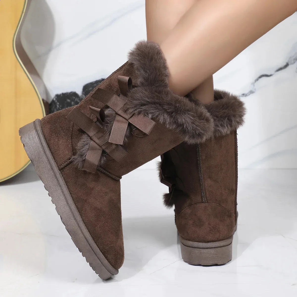 Classic Plush Snow and Calf Wool Boots Warm Winter Womens Shoes 240826_voghion.com