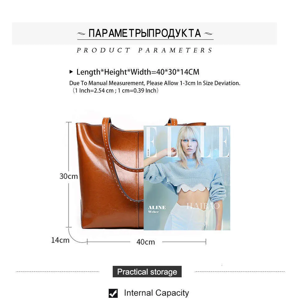 Zency Soft Cowhide Leather Fashion Women Shoulder Retro Brown Tote Handbag Large Capacity Lady Shopping Bag Black Grey_voghion.com