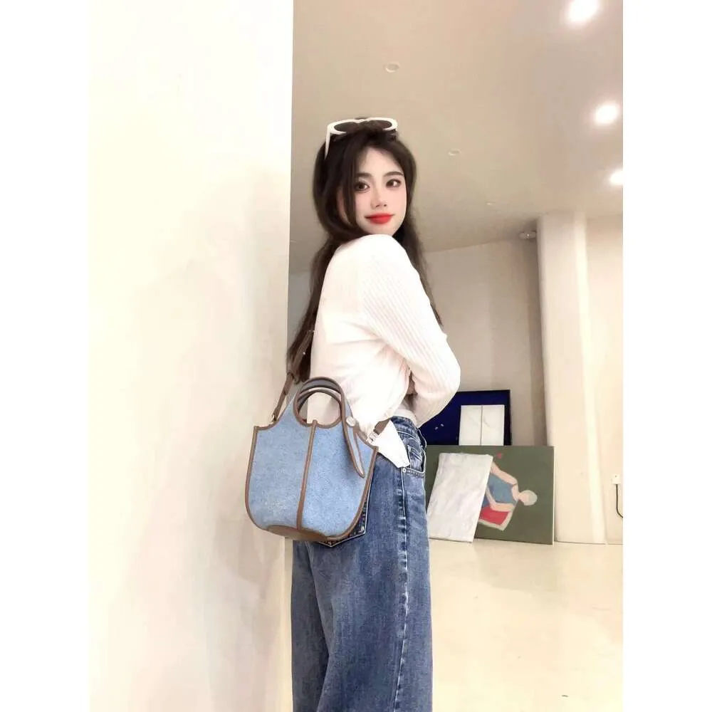 Fruit Blue New AS Commuter Versatile Fashion Denim Crossbody Bucket Vegetable Basket Bag Women_voghion.com