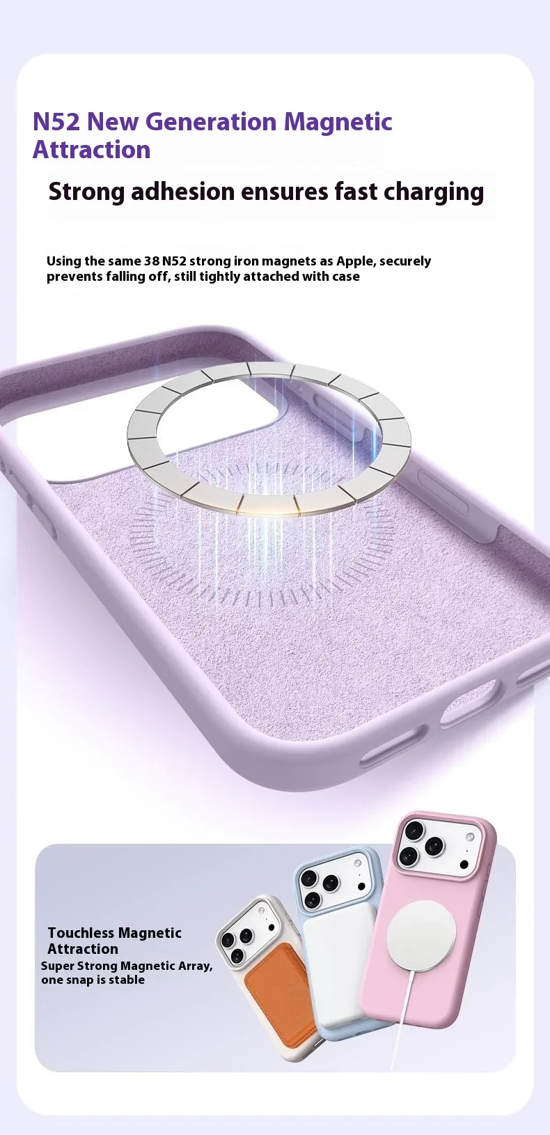 Funda magnética para iphone pro max plus de silicona líquida_voghion.com