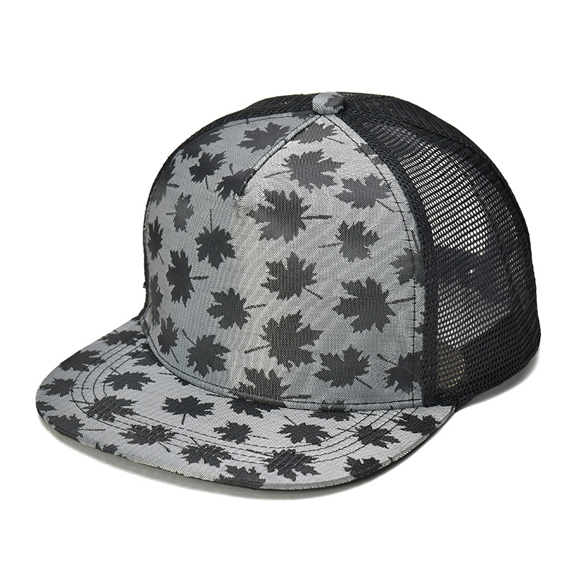 Outdoor mountaineering men's trendy maple leaf printed baseball hat, casual shading and sun protection net hat_voghion.com