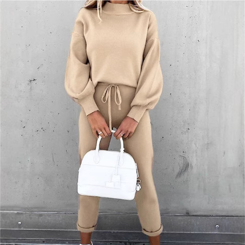 Soft Fleece Long Sleeve Pullover Hoodie Set - Cozy Casual Loungewear For Men & Women, High Neck Two-Piece Outfit In Solid Colors (S-XXL)