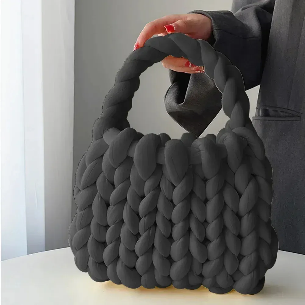 Bolso de mano tejido a mano para mujer, tejido a mano, con hilo islandés grueso, para hombro, para compras, 240912_voghion.com