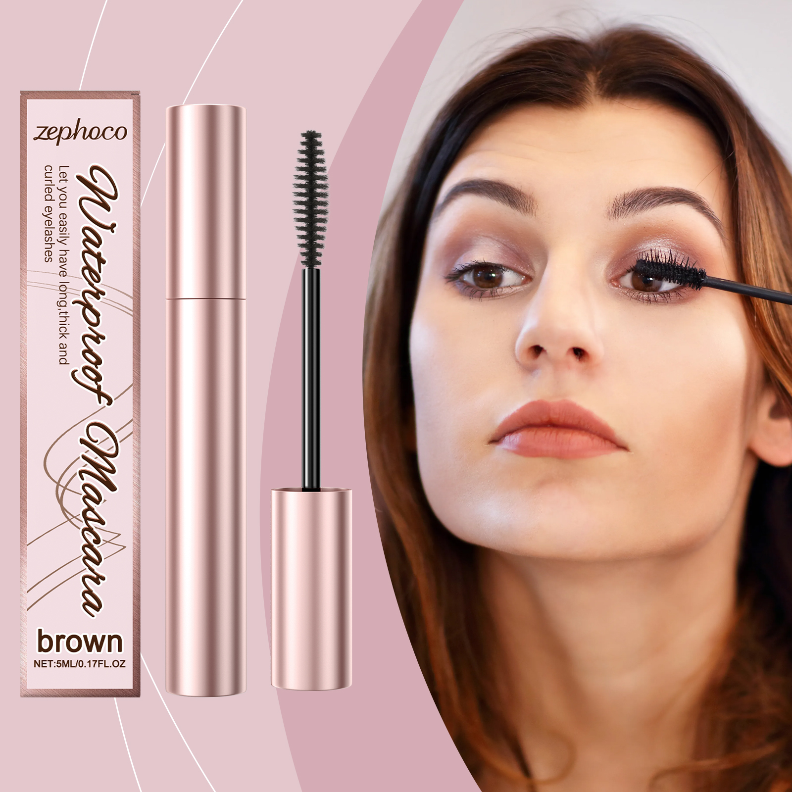 Zephoco Brown Curl Mascara Natuurlijke look Langdurige, veegvaste, dagelijkse, voedende formule_voghion.com