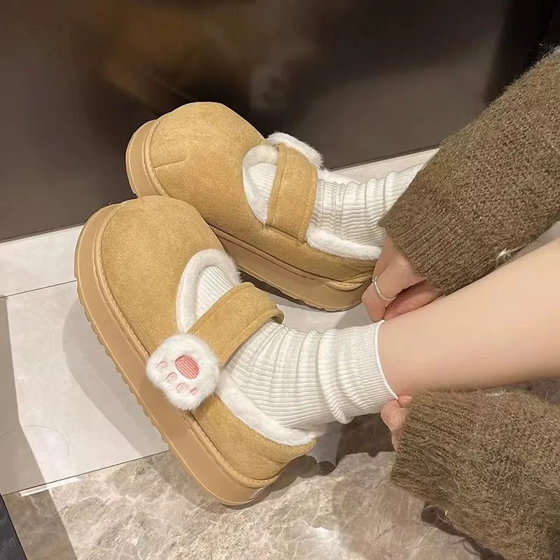 Comode scarpe casual da donna per l'esterno con chiusura in velcro - Calzature calde e morbide per autunno e inverno_voghion.com