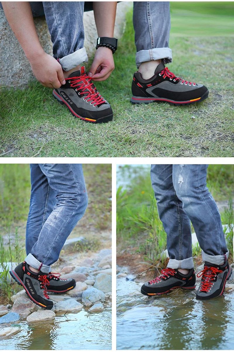Waterproof Hiking Men's Climbing Shoes Anti-collision Fashion Outdoor Casual Lace-up Sneakers_voghion.com