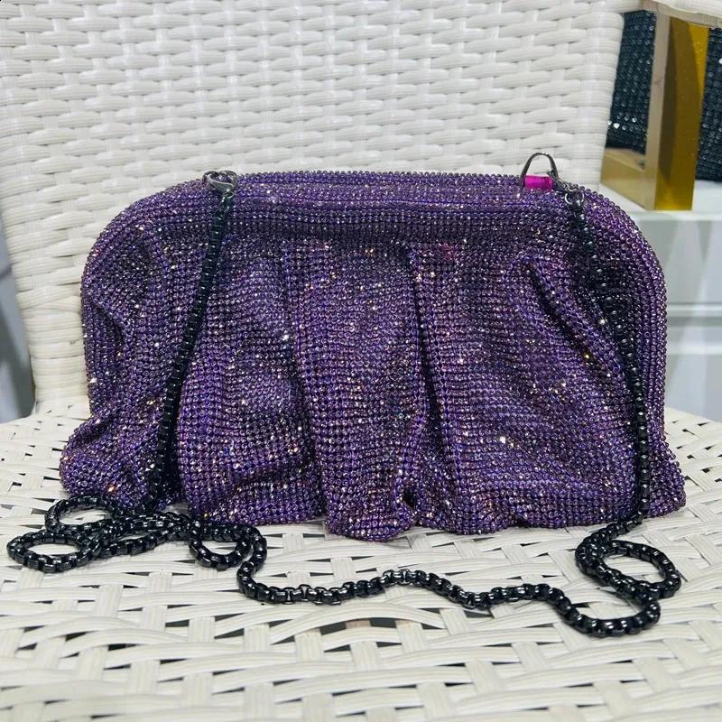 Shell Clip Rhies Handbag For Women Purse Shiny Handmade Dia Shoulder Crossbody Evening Bag 240902_voghion.com