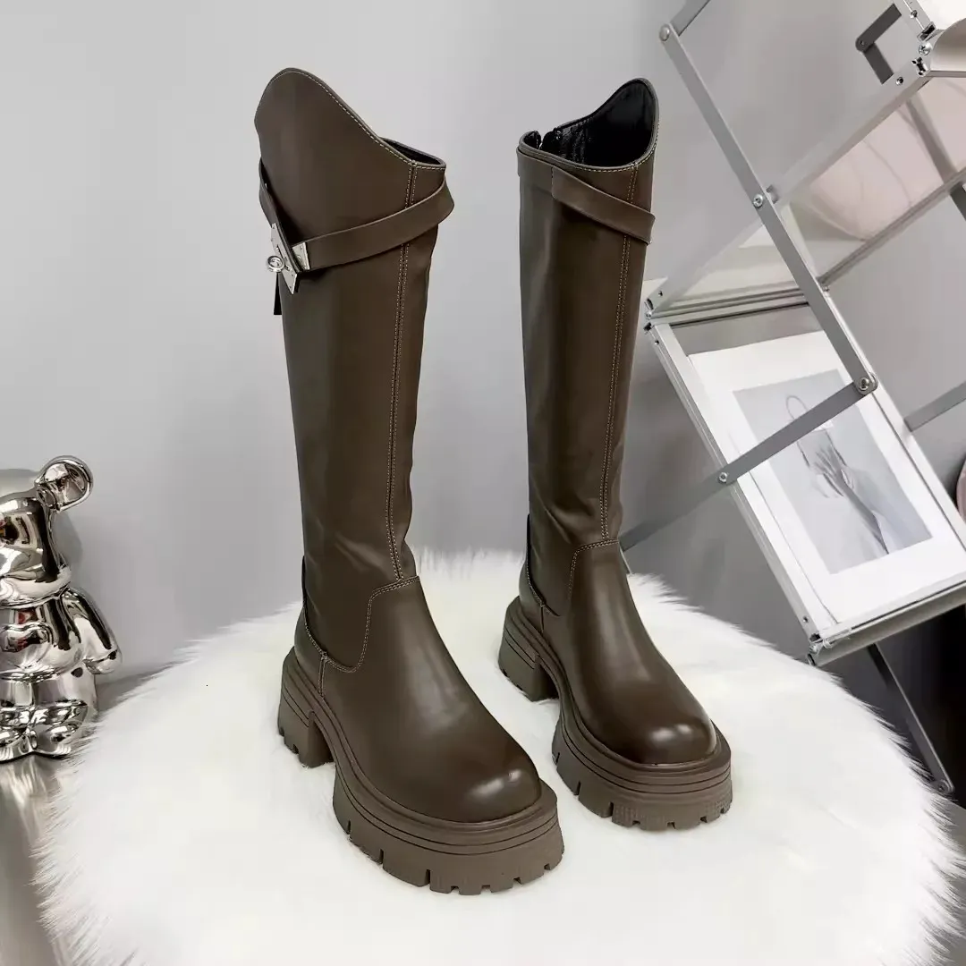Cizme damă cu platformă până la genunchi, toamnă și iarnă, din piele, din denim, pantofi casual la modă pentru femei, 241024_voghion.com