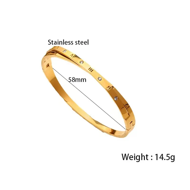 Bracciale da donna in acciaio inossidabile con numeri romani e croce, gioiello di moda_voghion.com
