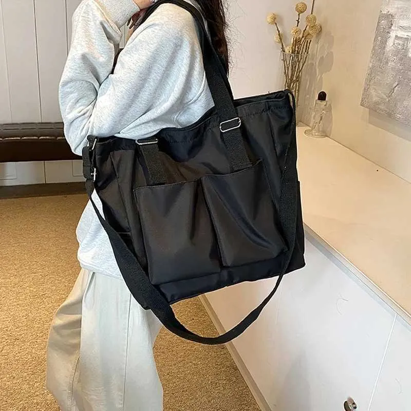 Dames schoudertas van nylon, grote crossbody tas voor dagelijks_voghion.com