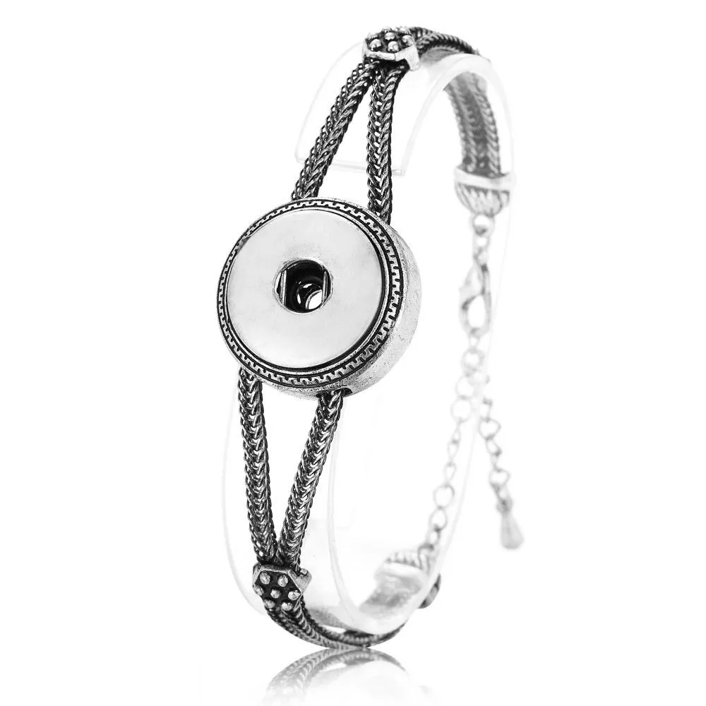 Bracelets à breloques Bouton-pression Bijoux Bracelet Bracelet en métal réglable Interchangeable Couleur mixte Envoi gratuit_voghion.com