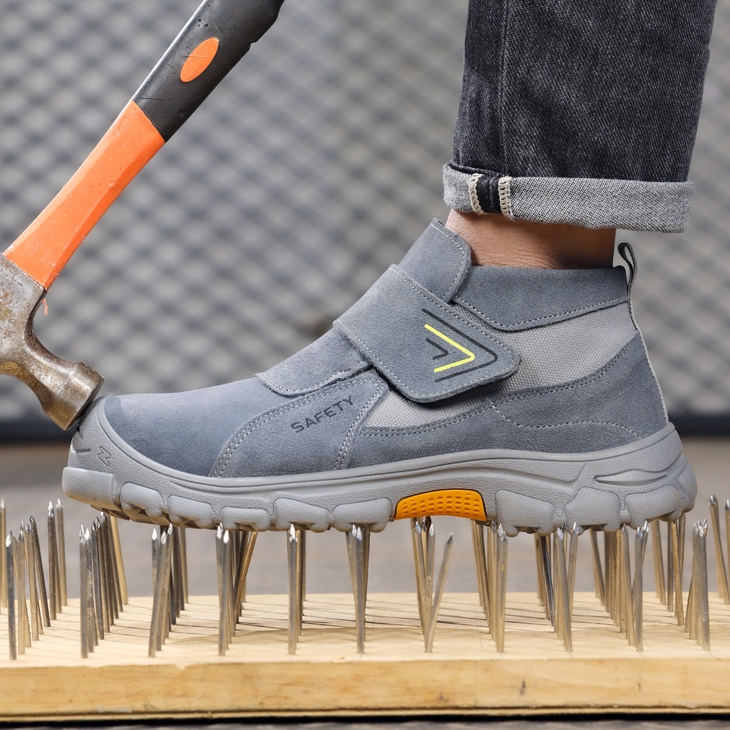 Zapatos de seguridad para soldador GUYISA con puntera de acero, antiescaldaduras, ignífugos, color gris 3027GY, tallas 37-46_voghion.com