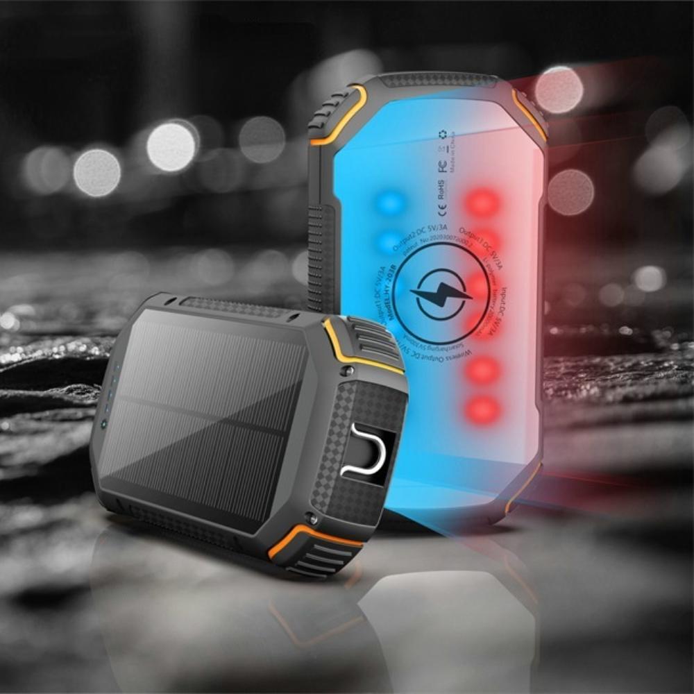 Solar Cell Phone Power Bank 20000mAh Fast Charger Portable with External Battery for iPhone xiaomi Samsung Huawei Phone_voghion.com