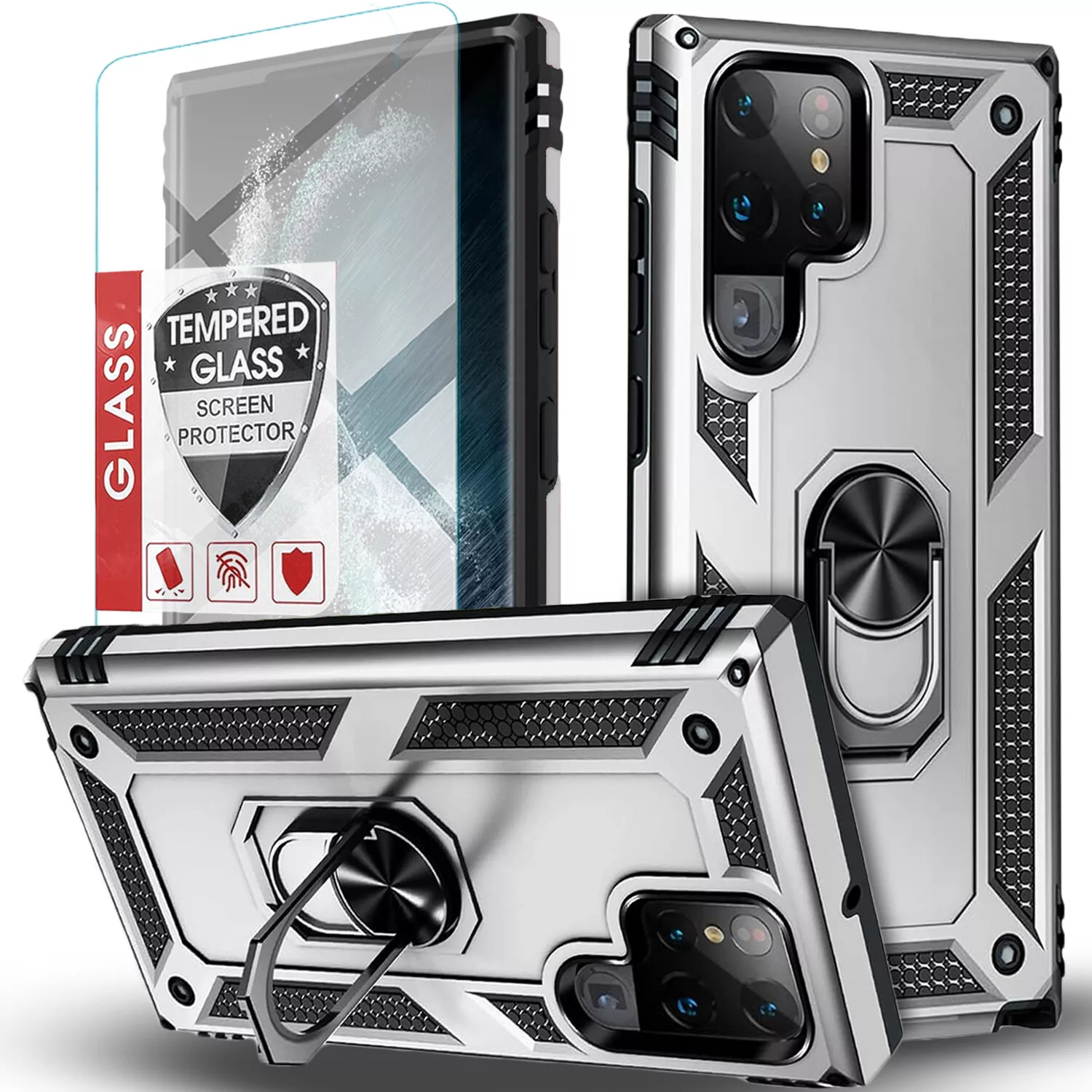 For Samsung Galaxy S25 Ultra S24 S23 S22 S21 FE Case Phone Cover + Screen Glass_voghion.com