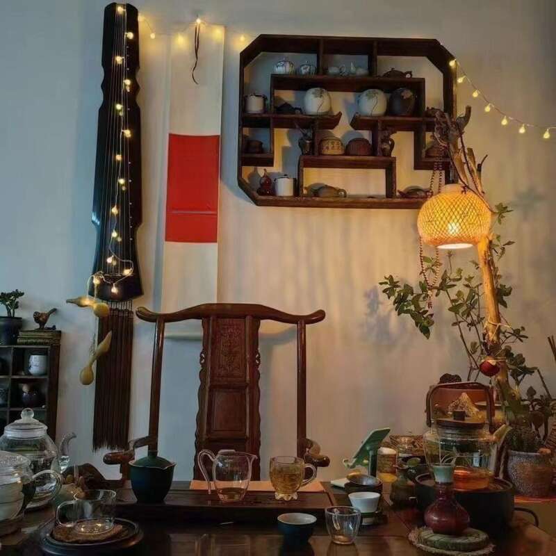 rope Pendant Dimming Knob Switch Power Root Carving Tree Branch Hanging Light Cord Bamboo Woven Lampshade_voghion.com