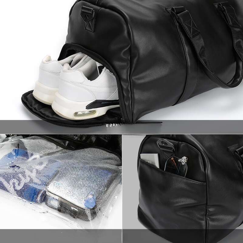 Borsa impermeabile da uomo, borsa da viaggio a tracolla casual alla moda, borsa sportiva in pelle bagnata e asciutta_voghion.com