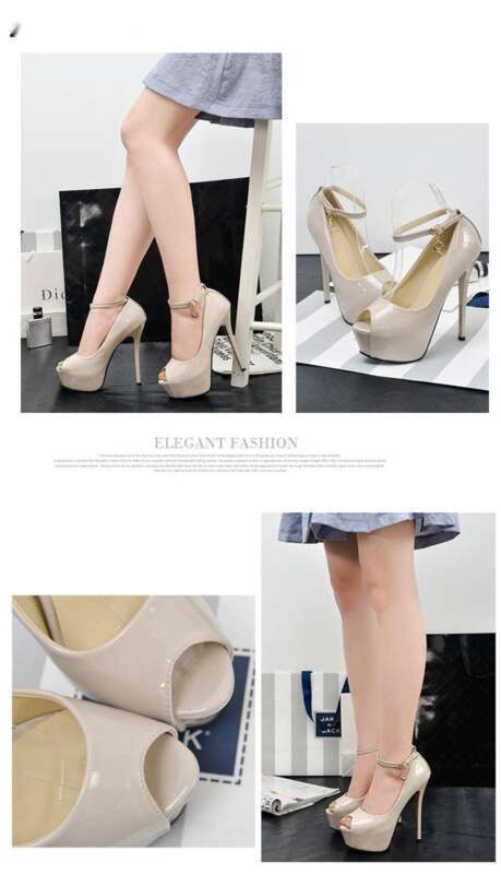 Nuove scarpe con plateau impermeabili primaverili e autunnali, tacchi alti e sottili, cinturino posteriore in pelle laccata, bocca bassa_voghion.com